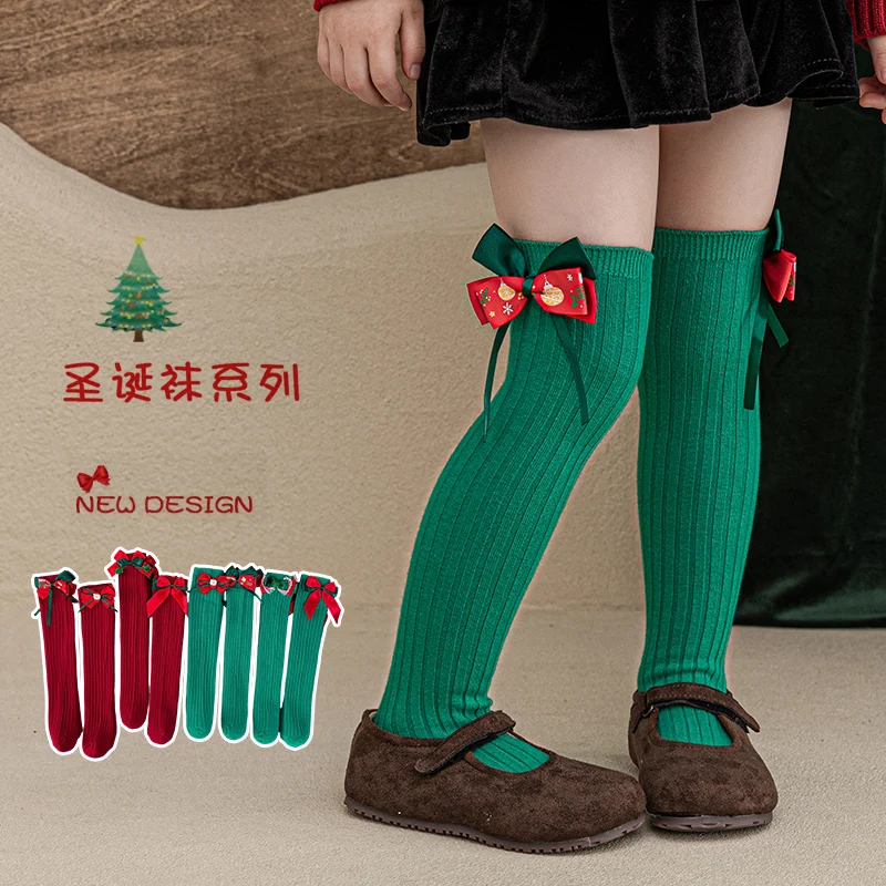 Preety Girls Christmas Style Lovely Over The Knee High Socks Lovely Cartoon Pattern Soft Warm Stretchy Breathable Festive Socks