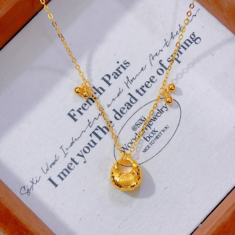 

Luxury 100% Real 24K Gold Ancient Craft Crushed Ice Plump Fortune Fruitful Vintage Design Choker