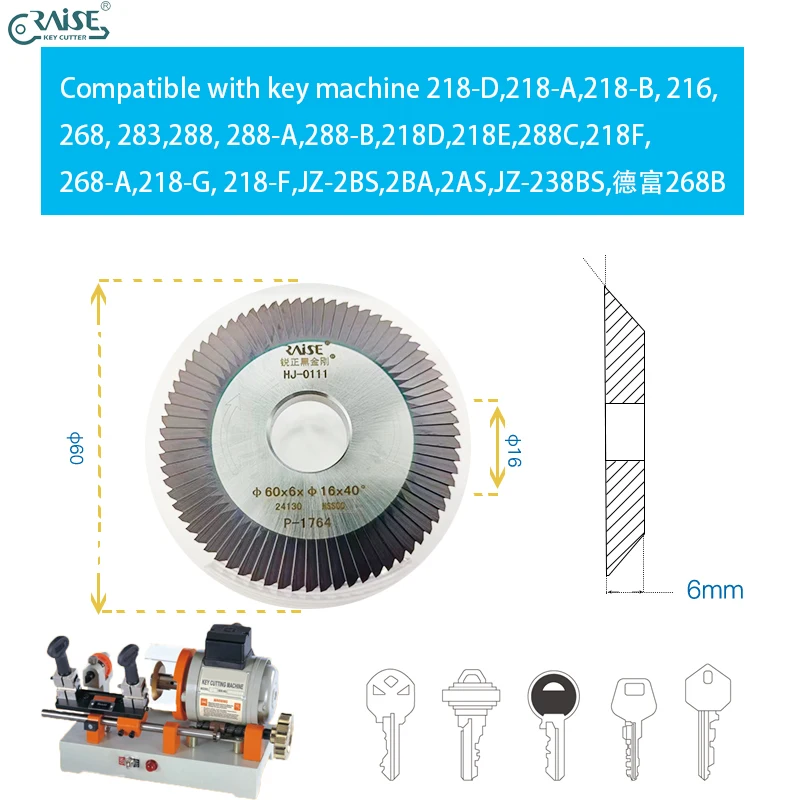 

Locksmith Tools Milling Cutter 60mm 70mm Key Cutter Saw Blade for Key Cutting Machine WENXING 218 100A 100E 100F JZ- 238BS