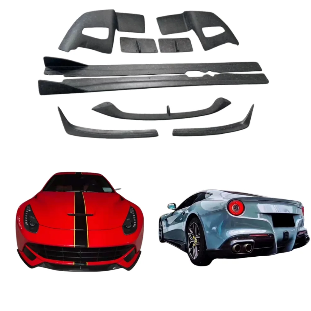 Matte Forged Carbon Fiber Body Kit for Ferrari F12 Upgraded RZ Style, Front Lip, Rear Diffuser, Side Skirt, Custom Car Kit