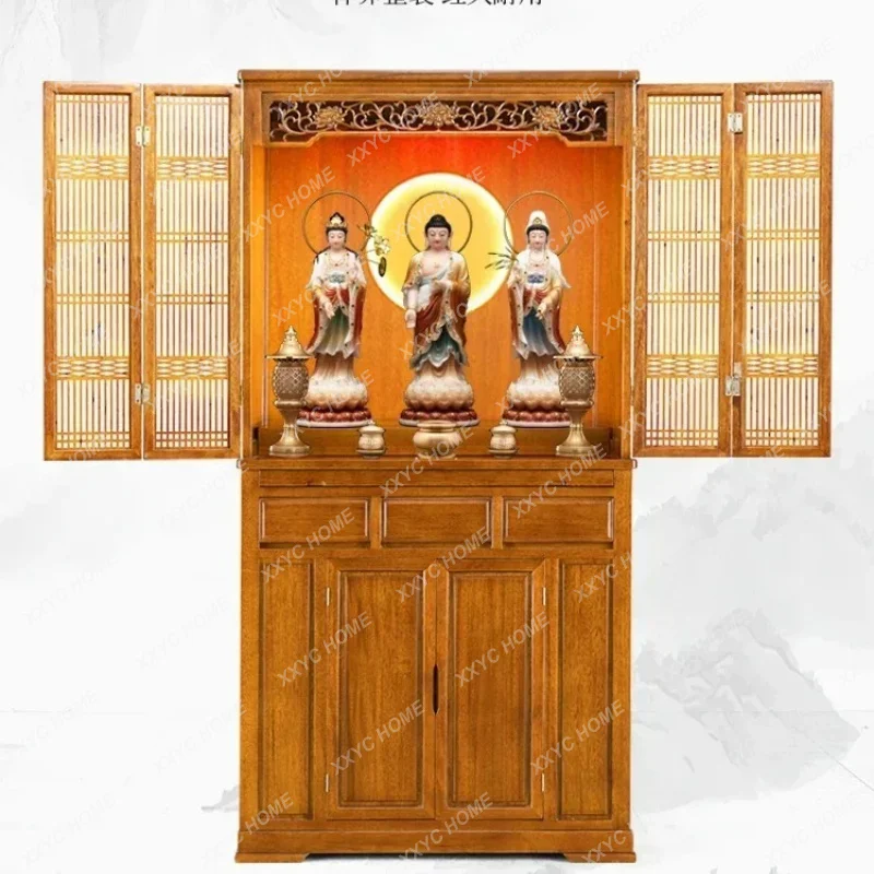 XX Solid Wood Buddha Niche New Chinese Style Clothes Closet Buddha Cabinet Modern Minimalist Cabinet Home