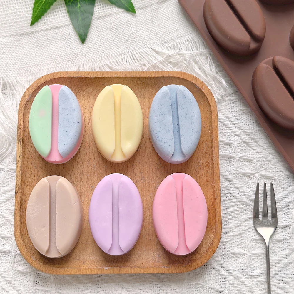 1pc 7-cavity mini coffee bean shaped chocolate silicone mold DIY candy ice jelly pill making baking cake decoration plugin