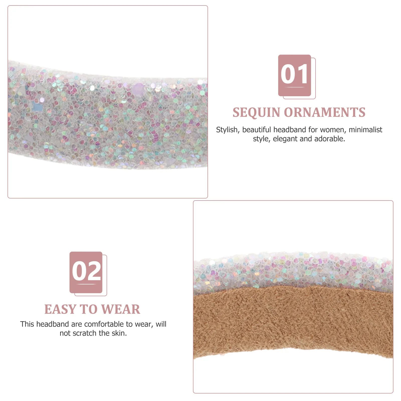 

Lovely Glitter Hairbands Colorful Rainbow Sequin Headwear For Girls Makeup Daily Sport Yoga Cute Lightweight Skin-Friendly