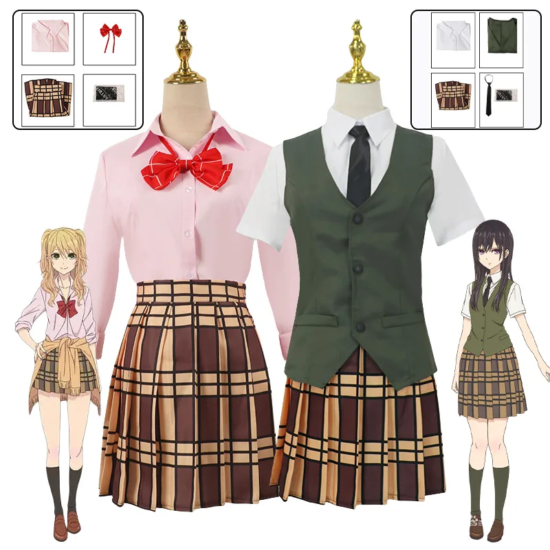 Disfraz de Anime Citrus para mujer, uniforme escolar, falda, peluca, fiesta de Halloween, Aihara Yuzu Aihara Mei