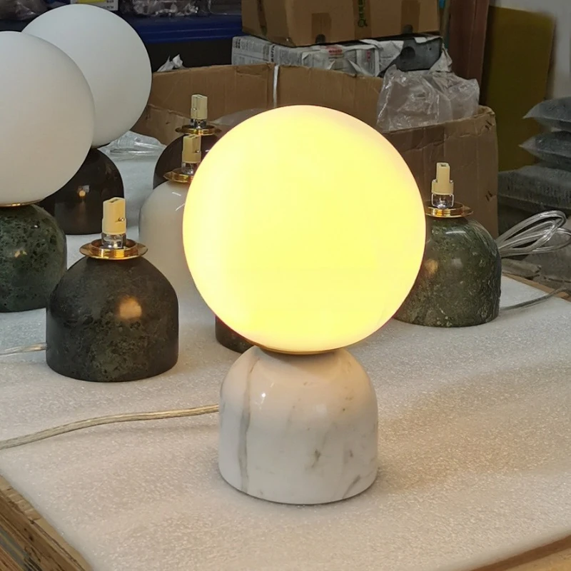 

Nordic Marble Desk Lamp Modern Simple Personalized Bedroom Bedside Desk Model Houses Hotel Room Decoration Creative Table Light