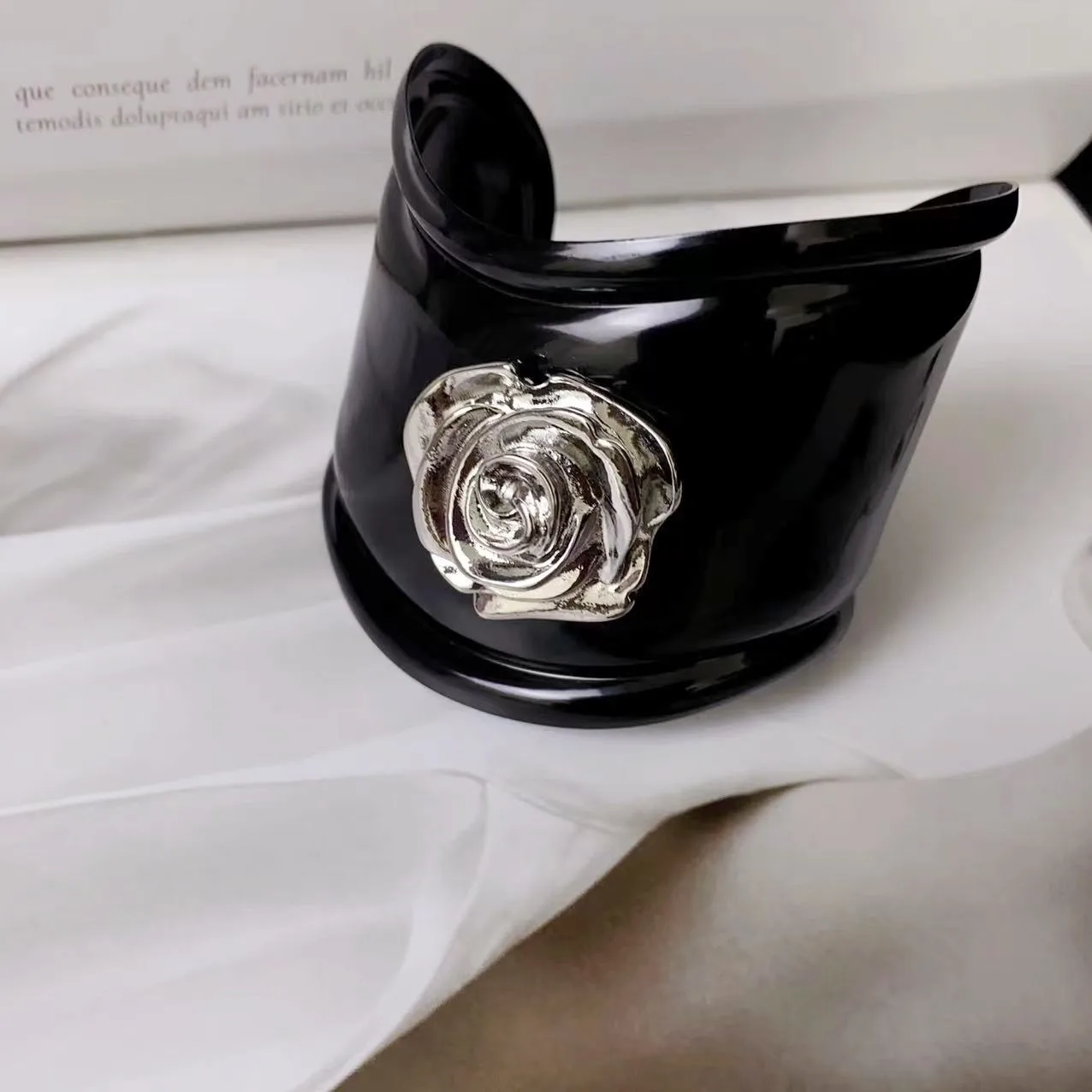Vintage Irregular Rose Flower Black Open Bracelets Bangle for Women Men Hip-hop Punk Metal Jewelry Travel Accessory - Image 6