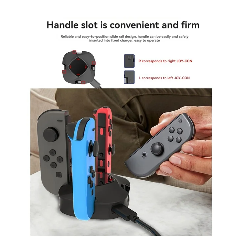 B04B-4 In1 Charging Dock Station For Switch Joycon Charger Portable Game Controller Holder Support For 4X Joycon Charging