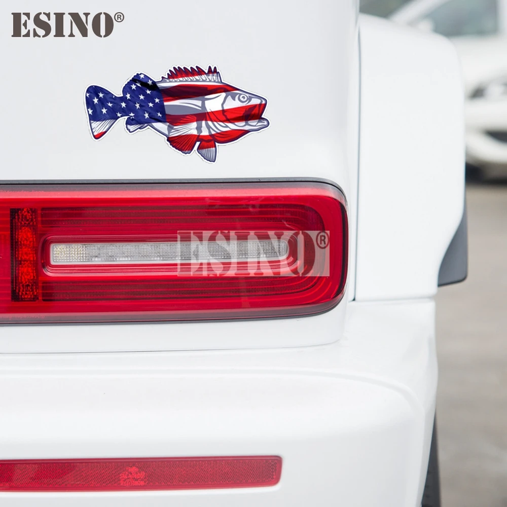 

Car Styling Creative USA America National Flag Map Funny Fish Cartoon PVC Waterproof Car Body Sticker Pattern Vinyl