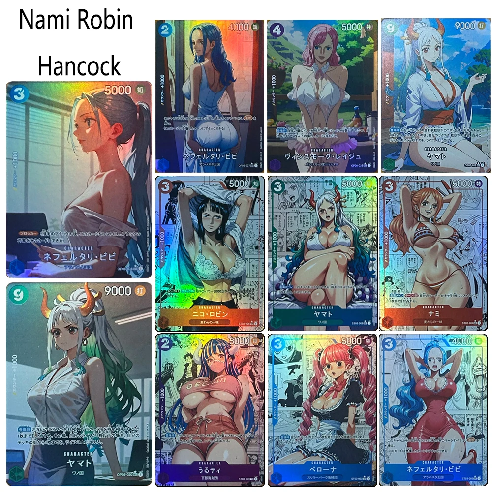 

Perona Hancock Robin Yamato Vivi Nami Collectible cards Refraction rainbow flash laser texture Boys' holiday gifts DIY 9PCS/SET