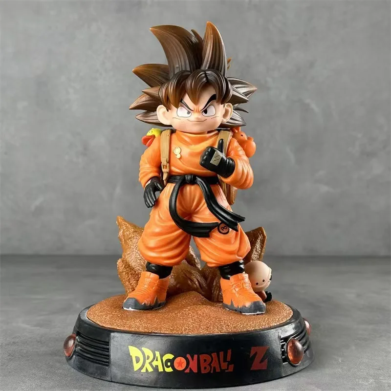 

Dragon Ball 22.5cm Q Version Wukong Figurine With Double Head Carving And Base Travel Wukong Model Ornament Figurinetoy