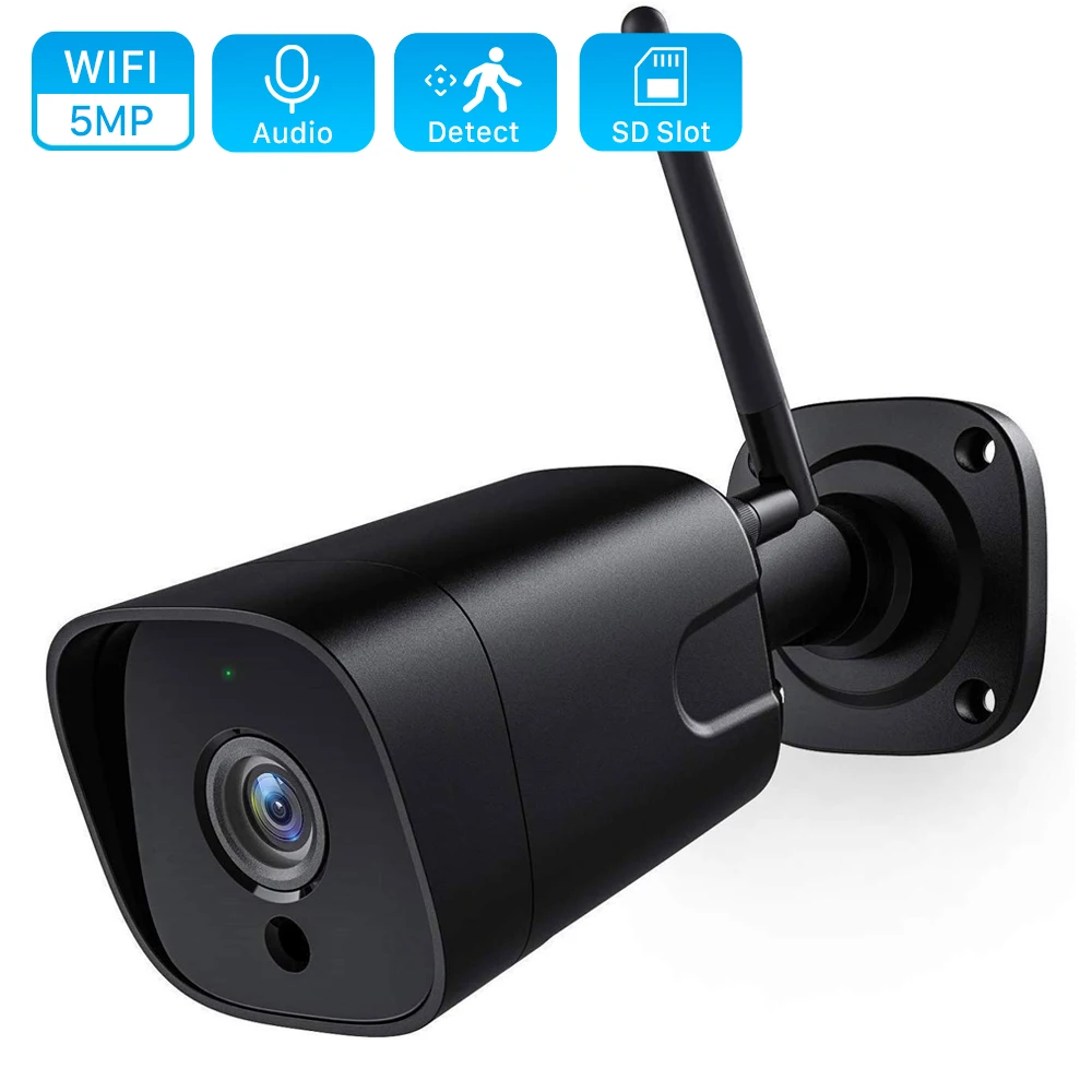 5MP Wireless IP Camera Outdoor 1080P 2MP AI Human Detect CCTV Security Camera Two Way Audio IR Night Vision Bullet Wifi Camera