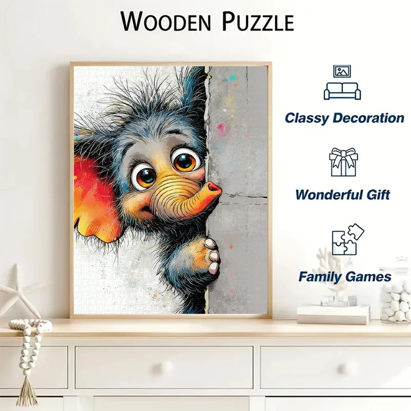 1000 pièces de puzzle d'éléphant en fourrure mignon |   27,55-19,69 pouces Puzzle en carton, puzzle portable pour couple, famille, gamer, art et Puz