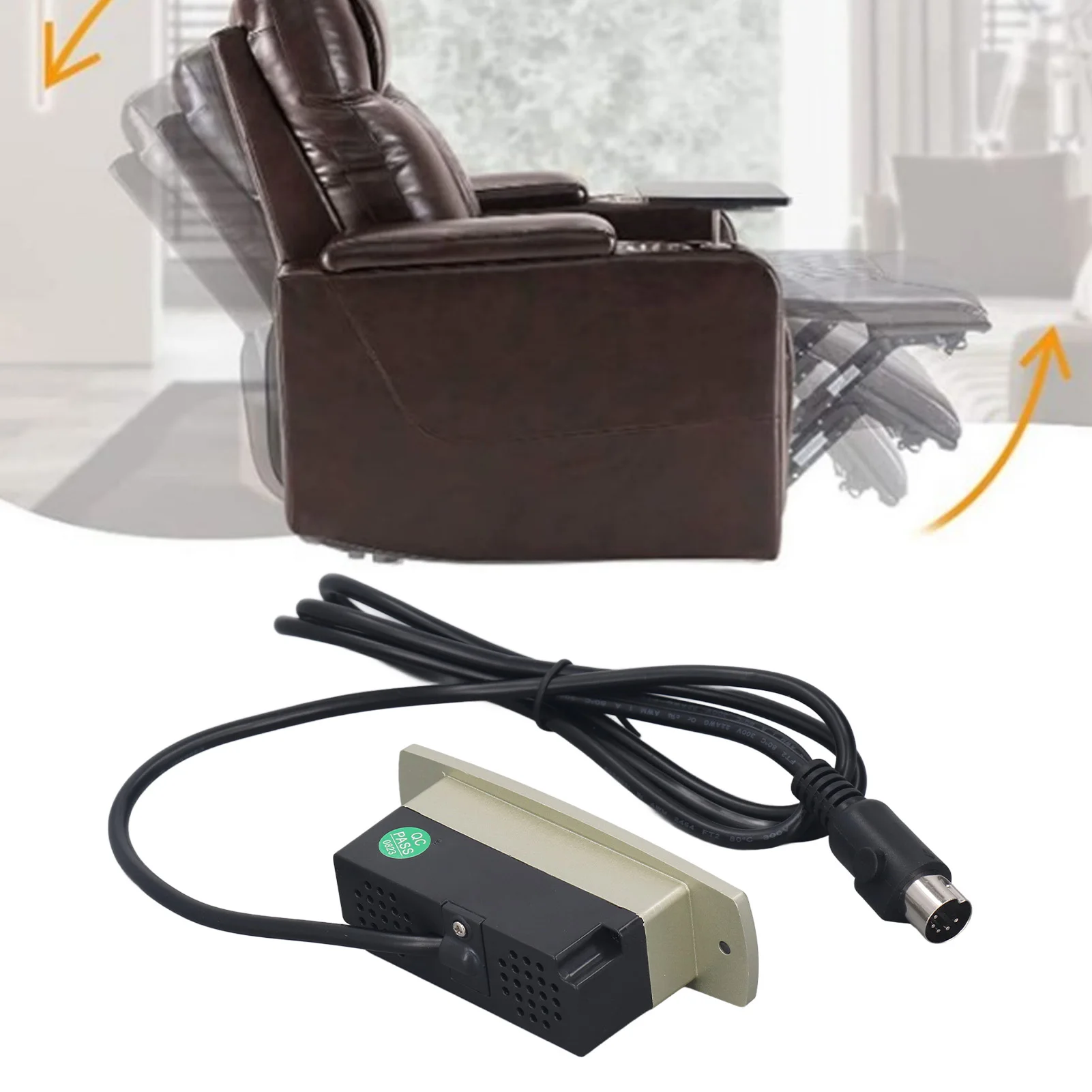 Electric Recliner Controller ABS 2 Button 5 Pin Straight Head Electric Sofa Lift Chair Hand Control Switch with USB Charging Por