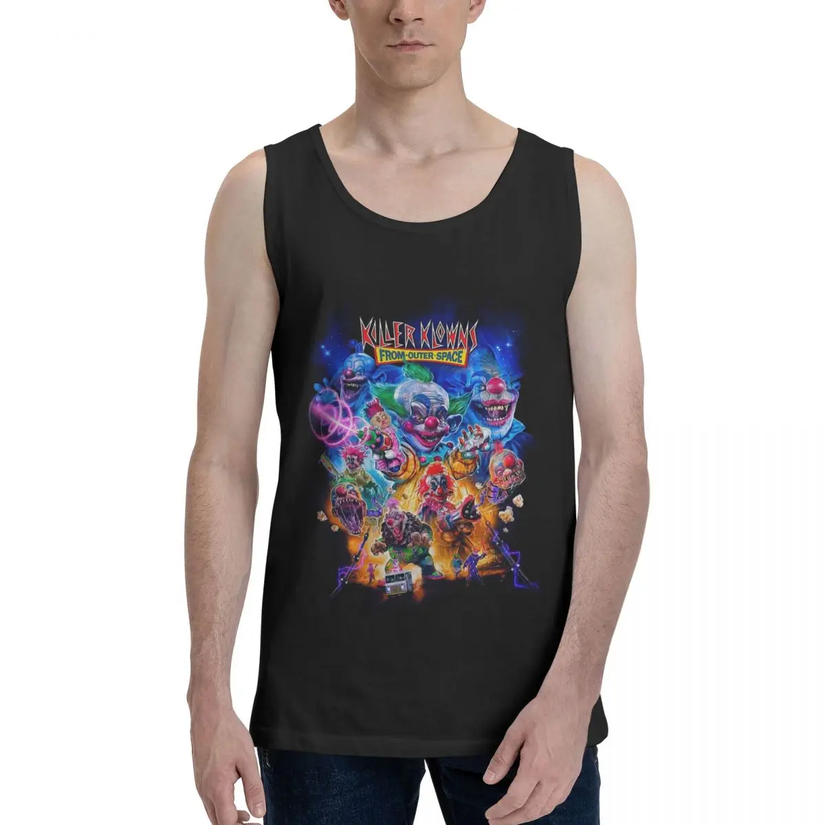 Killer Klowns From Outer Space Funny Horror Movie 100% Cotton Men's Sweatshirt Vest Sleeveless Tees Men Tank Tops T-shirt
