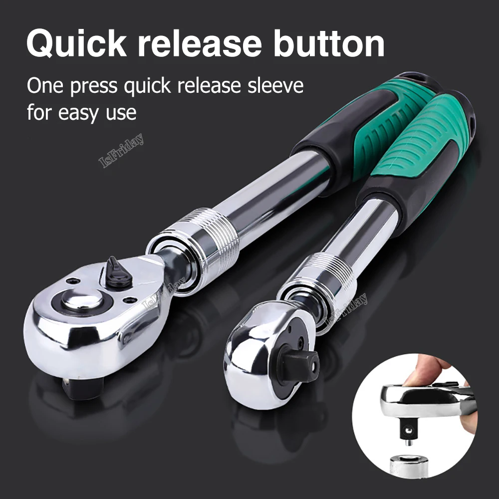 72 Tooth Telescopic Socket Ratchet Wrench For Automotive Repair Adjustable Head Ratchet Set Quick Release Wrench Manual Tool