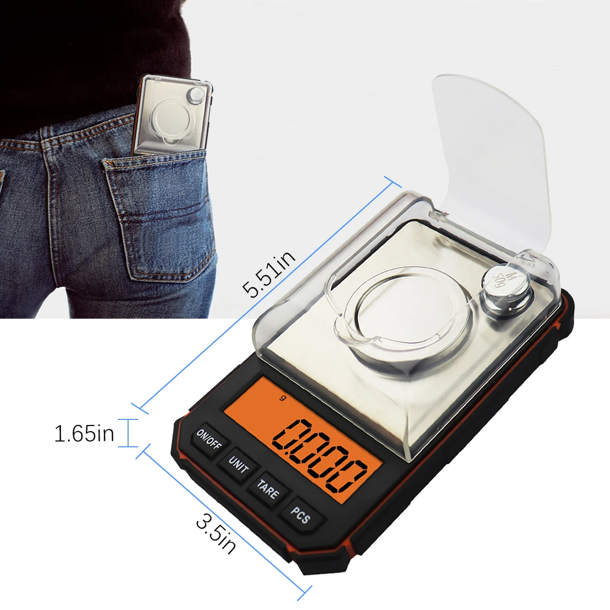 50g 0.001g Digital Scale Portable Mini Electronic Scale Precision Professional Pocket Milligram Scale 50g Calibration Weights