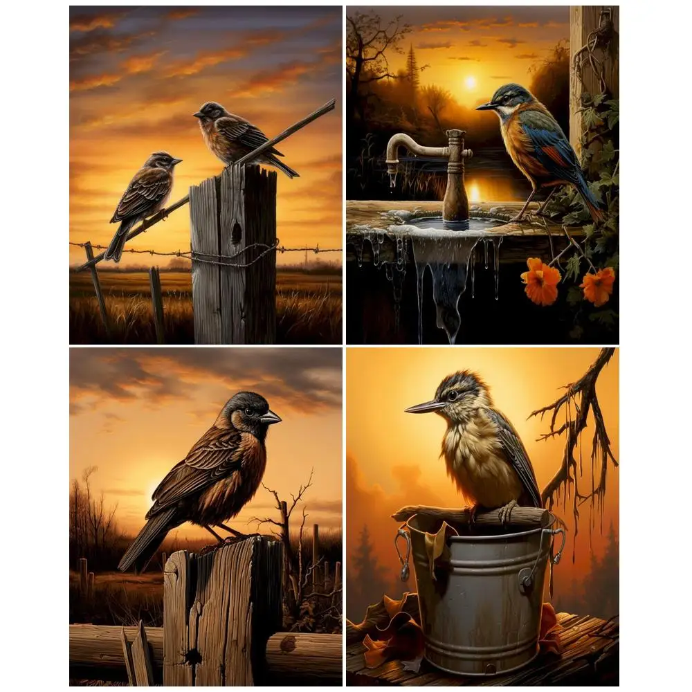 GATYZTORY Painting By Numbers Draw Kill Time Artwork birds Animals Framed Painting For Wall Drawing Brushes Picture Drawing Gift
