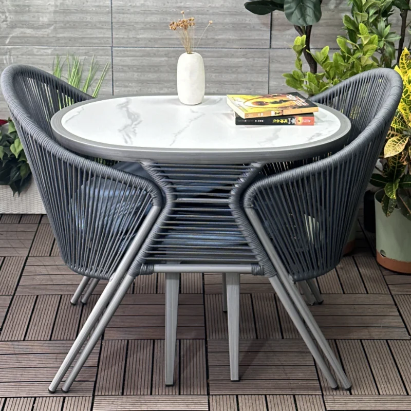 

leisure table and chair three-piece combination outdoor rattan chair creative Internet celebrity one table two chairs re