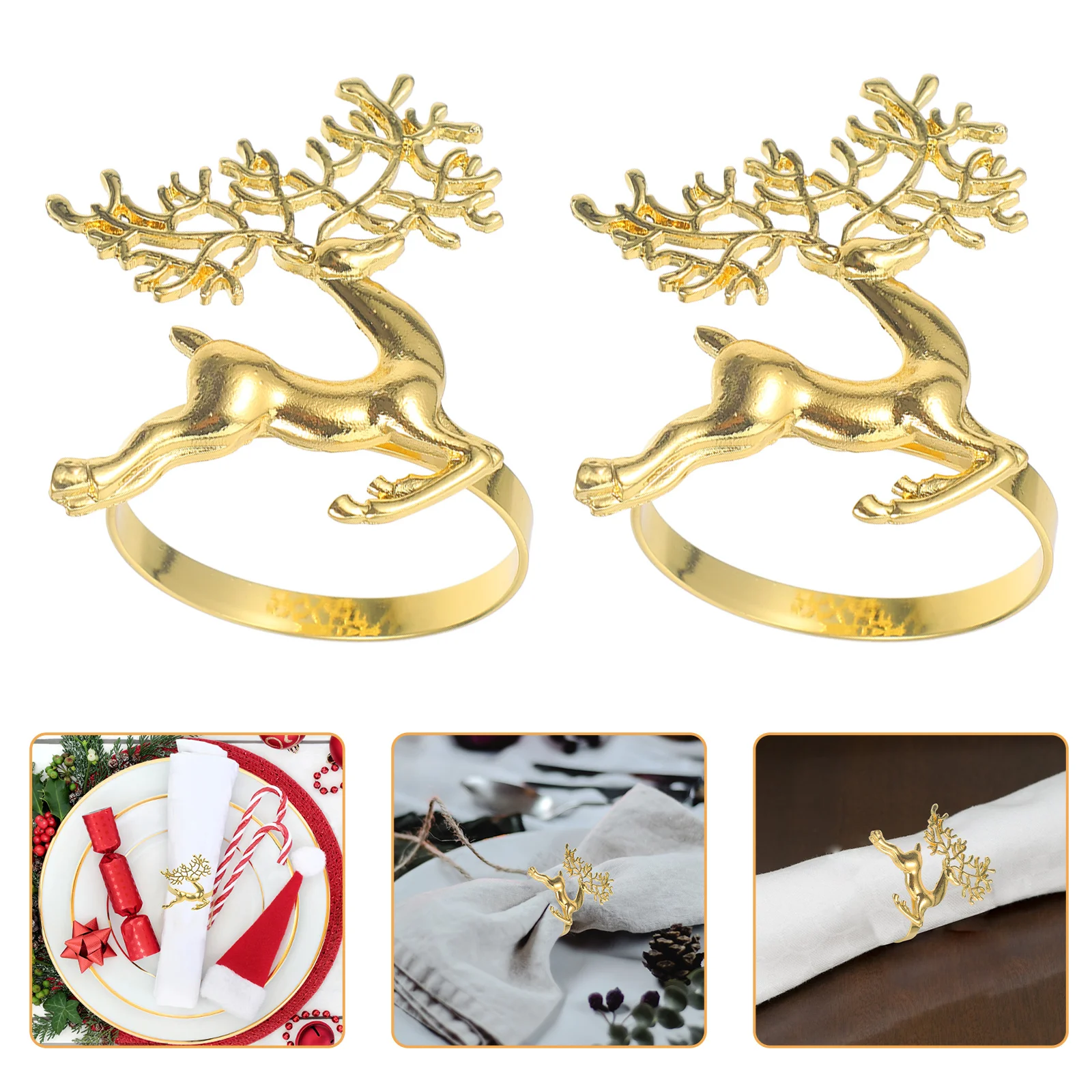 

6Pcs Xmas Napkin Rings Elk Design Christmas Table Decor Metal Alloy Deer Napkin Holders Party Table Accessories Festive