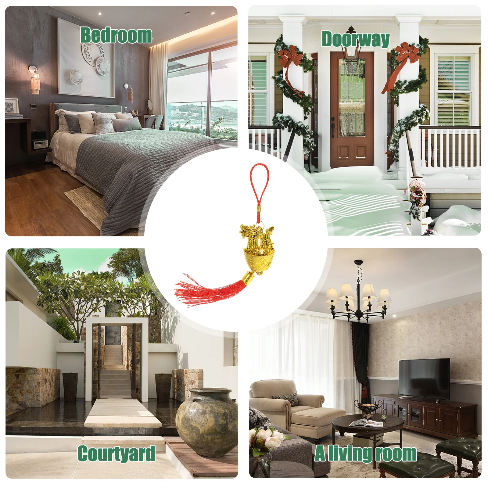 

10Pcs Zodiac Dragon Hanging Tassel Ornament Chinese Plastic Pendant New Year Decorations Festival Hanging Decor