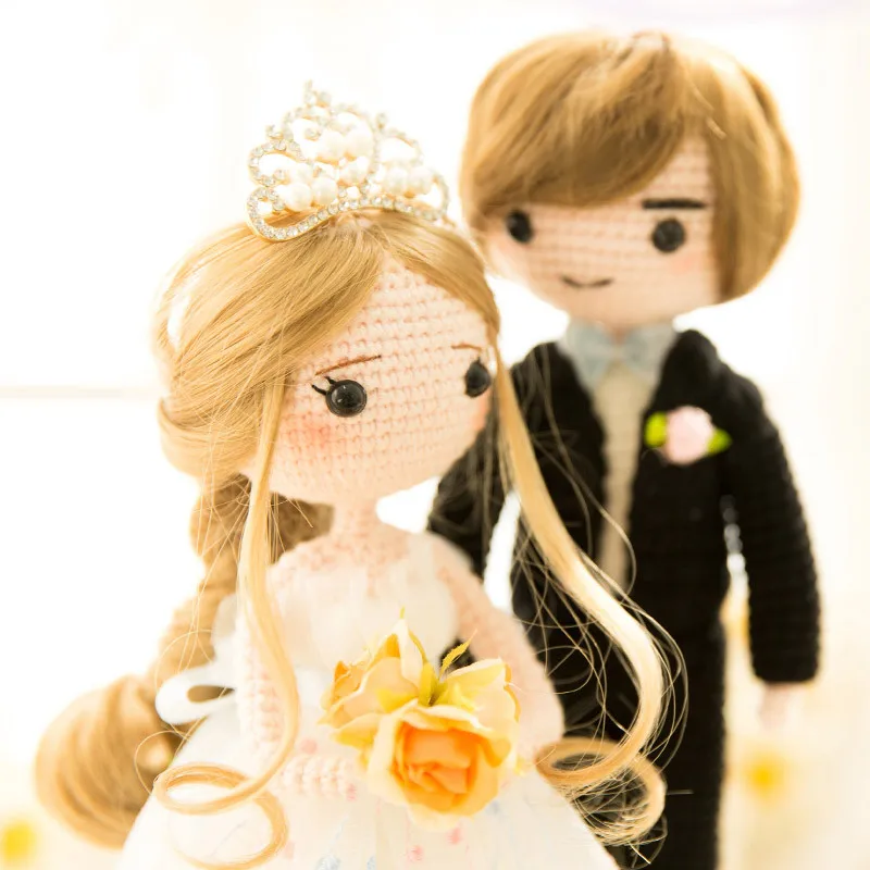 Susan's Family Crochet DIY Kit Bride&Groom Wedding Crochet Doll Yarn Materials Package Chinese Instructions Without Video