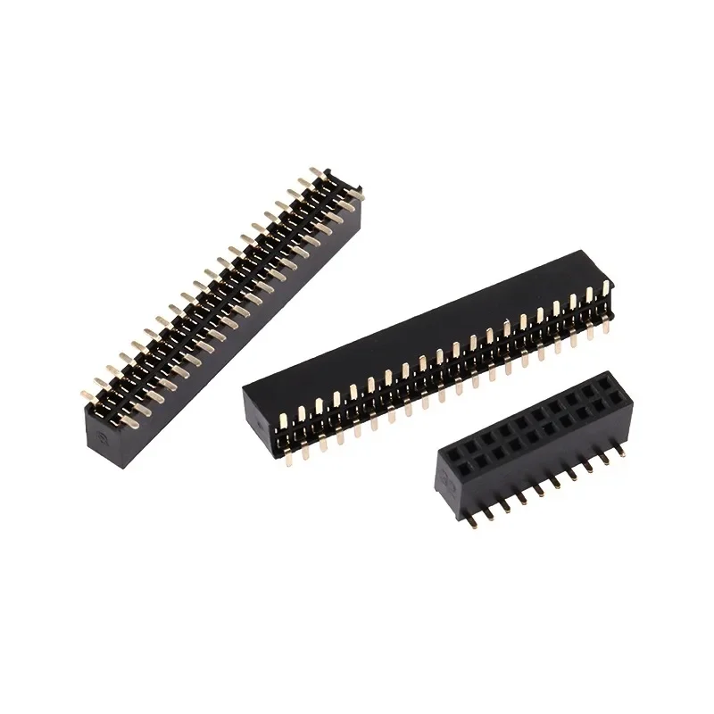 1000pcs 1.27mm Spacing SMD Double Row Copper Pin Gold Plating Female Socket 2x2 3 4 5 6 7 8 10 40P Plastic Height 4.6/3.3/2.0mm