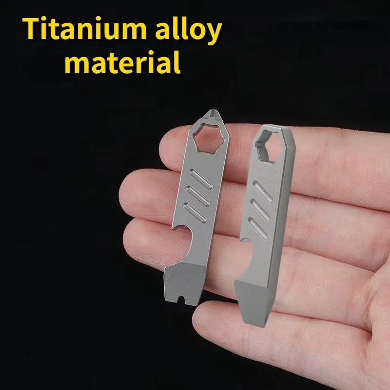 

Mini TC4 Titanium Alloy Crowbar Bottle Opener Graduated Scale Hexagon Wrench EDC Outdoor Tools Multifunction Camping Gear