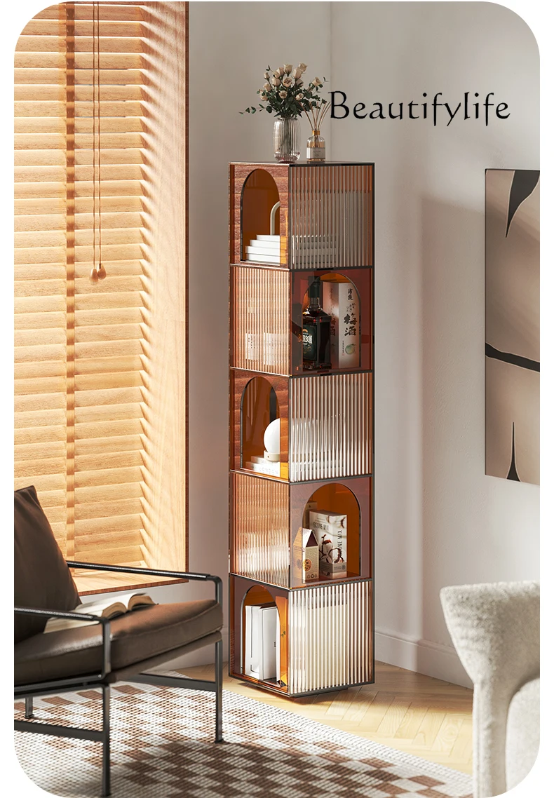 Acrylic shelf corner bookshelf floor-to-ceiling small apartment living room triangular cabinet bedroom corner storage cabinet de