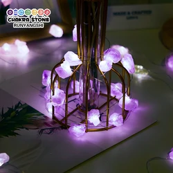 Natural Gemstones Amethyst Clear Quartz Lights Birthday Atmosphere Lamp Healing Crystal Raw Stone Home Wedding Party Decor Gift