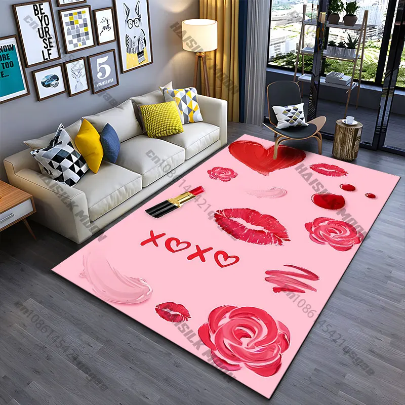 Love beauty romance lipstick art carpet Yoga living room room decor children's crawling mat doormat area rug games mat