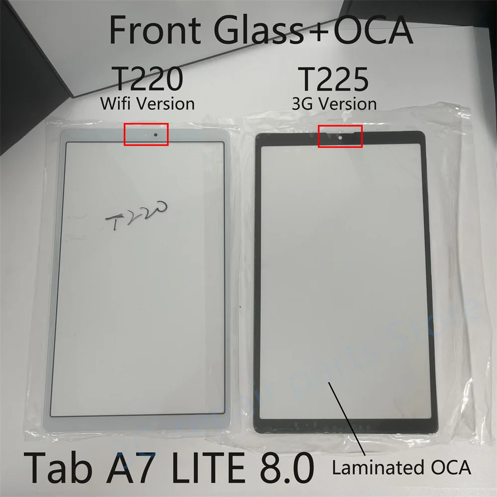 TOP LCD Touch Screen Front Outer Glass Lens For Samsung Galaxy Tab A7 Lite T220 T225 Tablet Display Panel Replacement + OCA Glue