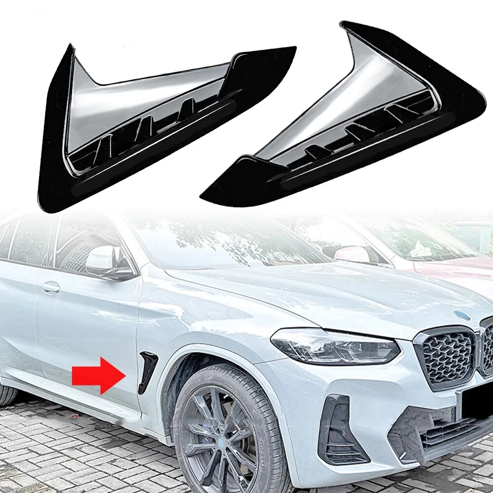 

For BMW X3 X4 G01 G02 2018-2022 Car Front Side Fender Air Vent Cover Spoiler ABS Glossy Black Shark Gilles Trim
