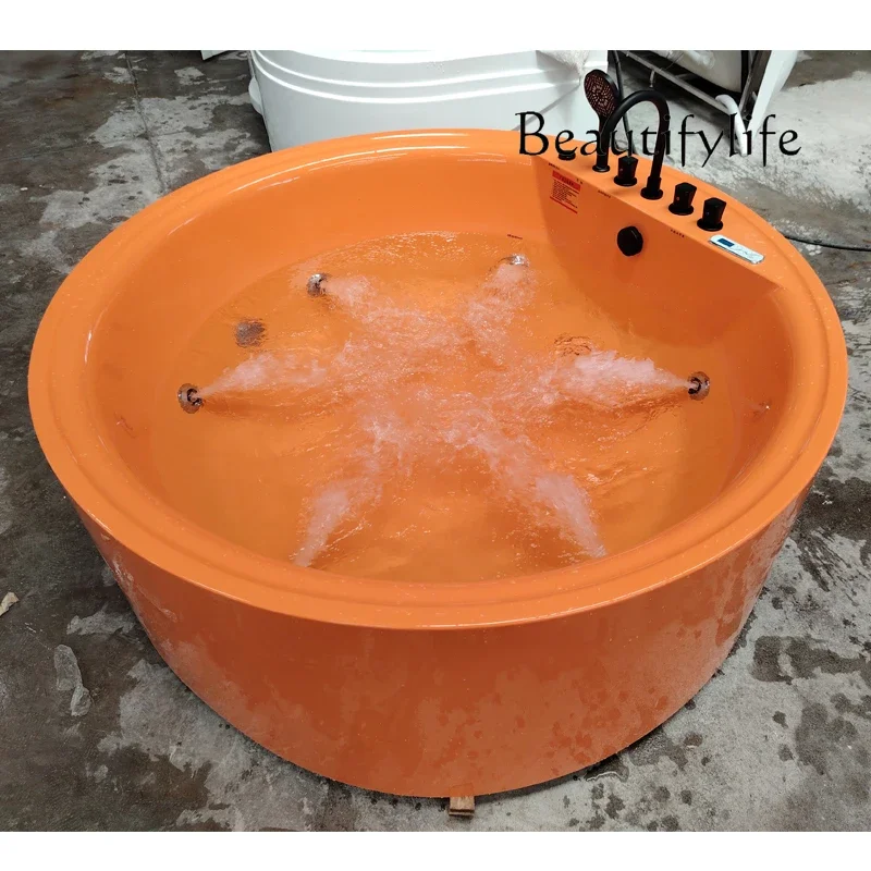 N69 Color Round Spa Bath Adult Home Japanese Surfing Massage Freestanding Orange Bath