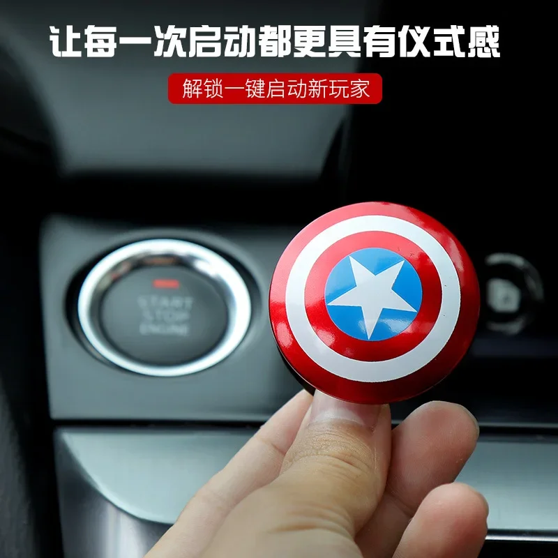 Hot Disney Spiderman Car Interior Sticker Anime Figure Car Engine Ignition Start Switch Button Cover Trim Stickers Toys