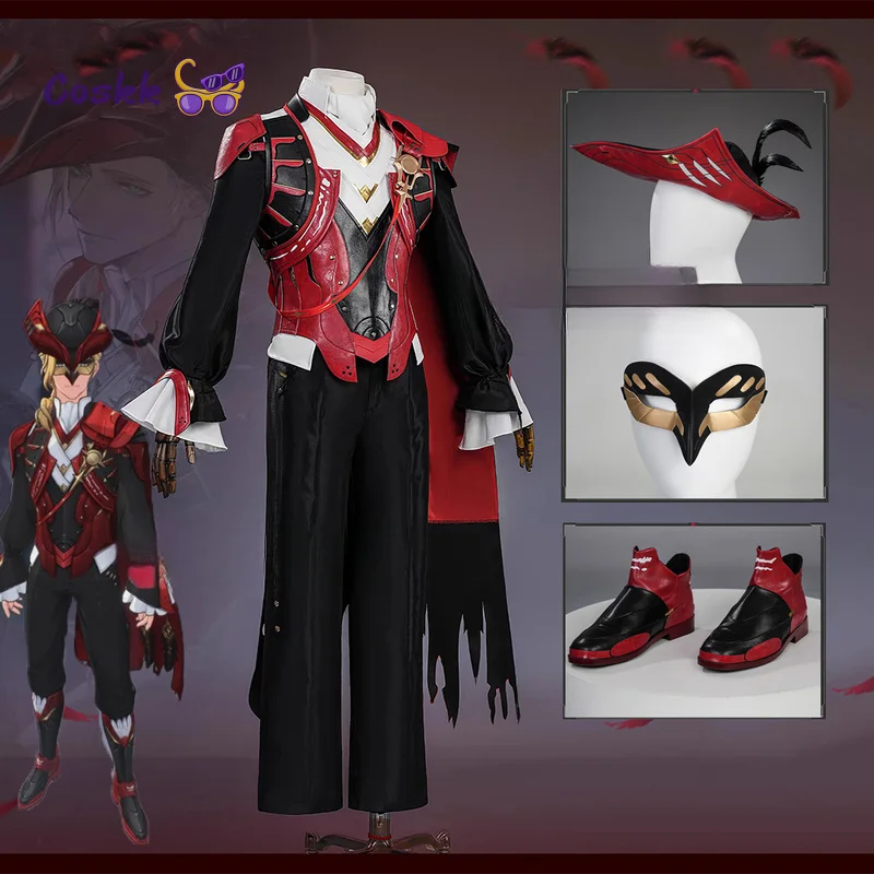 Disfraz de Cristoforo Wuthering Waves, sombrero, máscara, zapatos, chaleco de cuero, capa, sombrero, accesorios para Halloween, Navidad, Cosplay, hombres y mujeres
