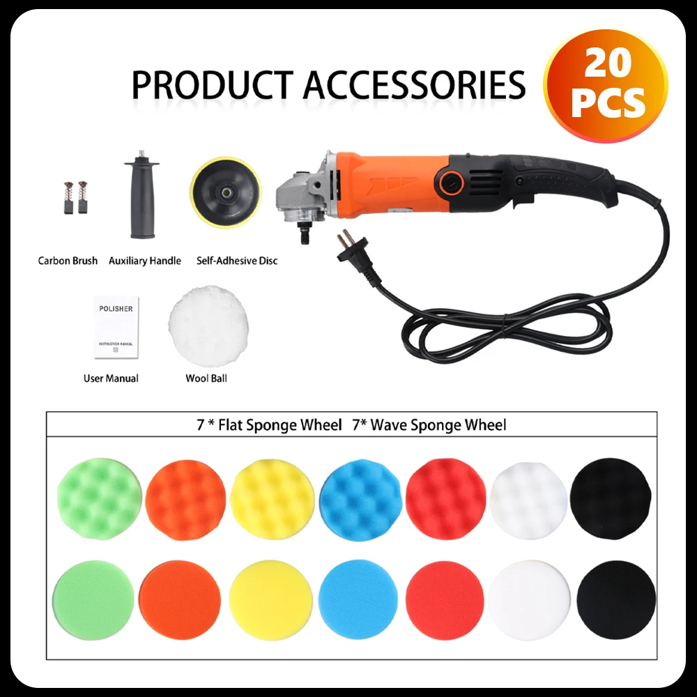 Podofo 1200W Roterende Auto Buffer Polijstmachine Waxer Afneembare Handvat voor Boot Auto Polijsten en Waxen 8800 RPM Spons Roterende Polijstmachine