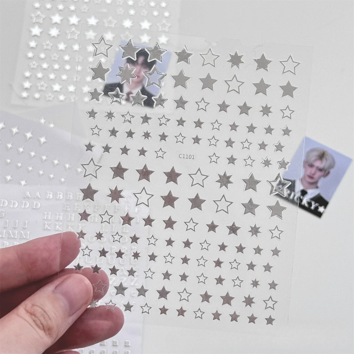 Silberne Sternaufkleber DIY Scrapbooking Journal Album Deko-Sticker Ästhetische Buchstaben Starburst-Aufkleber Kawaii Koreanisches Schreibwaren-Set – Detail 4