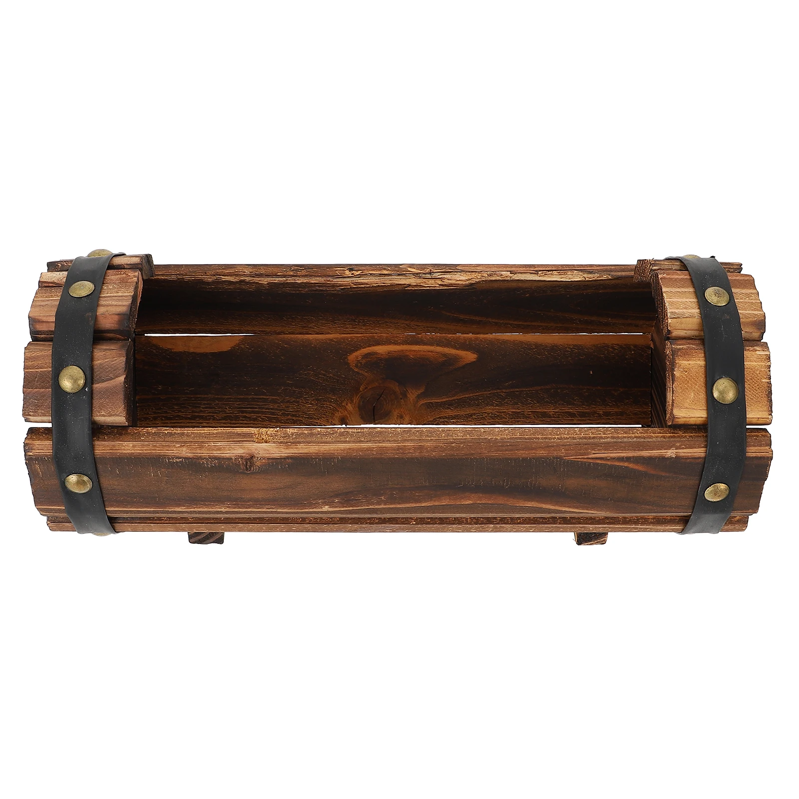

1pc Antiseptic Wood Flower Box Planter Durable Retro Style Decor Balcony Plants Pot Wooden Holder Succulent