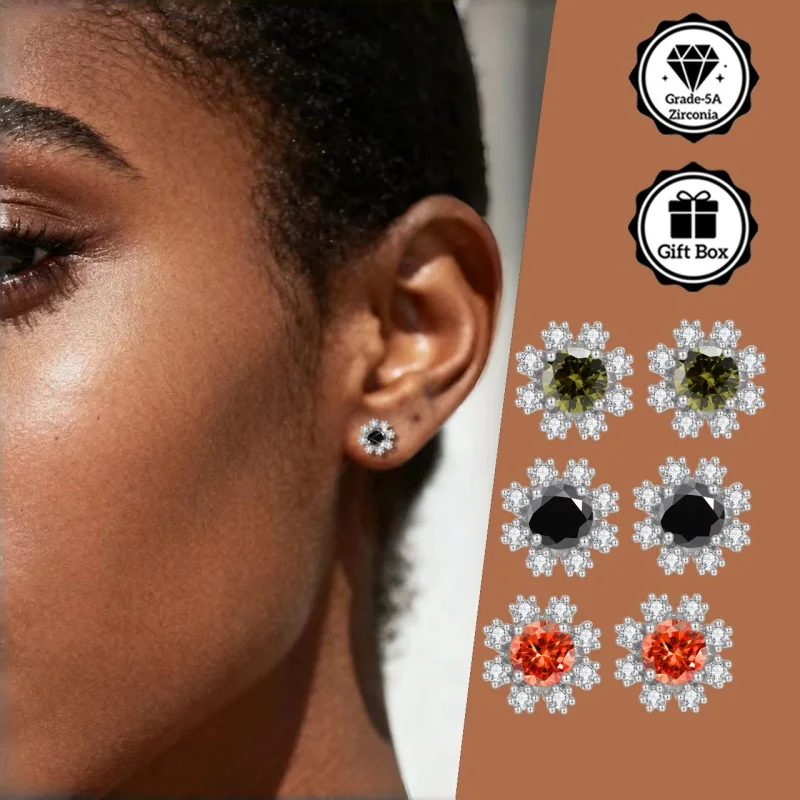 

Ювелирные изделия LAMVOICE для женщин/серьги-гвоздики с 1-каратным цирконием, серьги из стерлингового серебра 925 пробы, подарок на День святого Валентина для нее