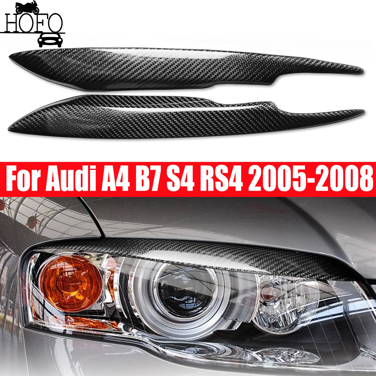 

Для Audi A4 B7 S4 RS4 2005-2008 автомобильные фары для бровей, накладка на веко, передняя фара, наклейка для бровей