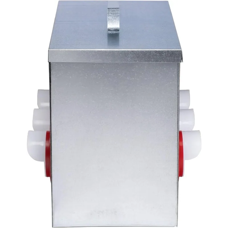 

6-Port Rainproof Large Feeder Box 40 Lb Capacity Automatic No-Waste Poultry Feeder with Locking Lid for Chicken Ducks Geese