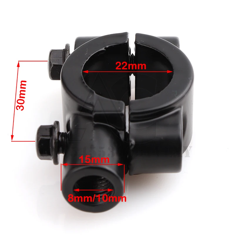 Motorcycle Bike Handlebar Mirror Adapter Rear View Mirror Bracket Fixing Clip Size 22mm M8 M10 2pc