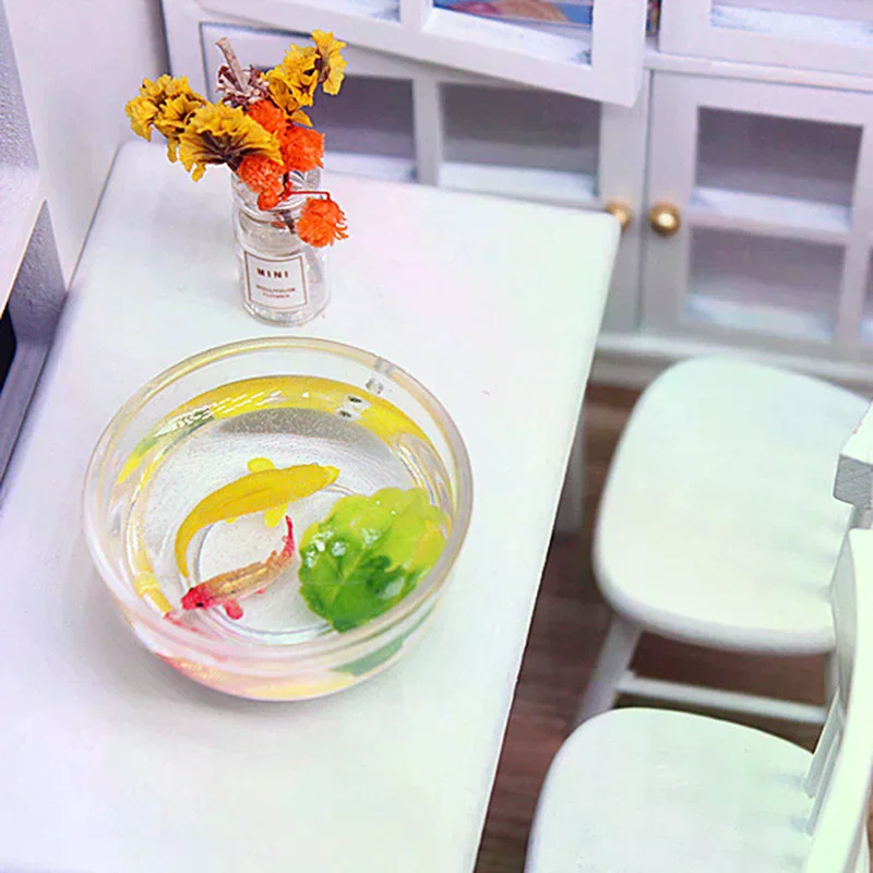 Dollhouse Miniature Model 1pcs Simulation Koi Goldfish Bowl Diy Accessories Toys Decals Perfect Gift For Kids High