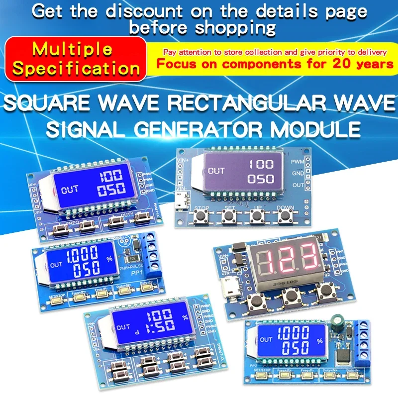 

1/2/3 Channels with Digital Display PWM Pulse Frequency Square Wave Rectangular wave Signal Generator Module PWM Board Module