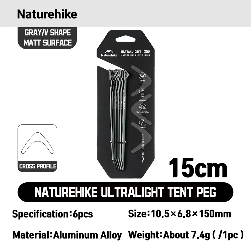 Naturehike Zeltnägel aus Aluminiumlegierung, ultraleicht, stark, windbeständig, für Outdoor-Camping, verschiedene Formen, Wandern