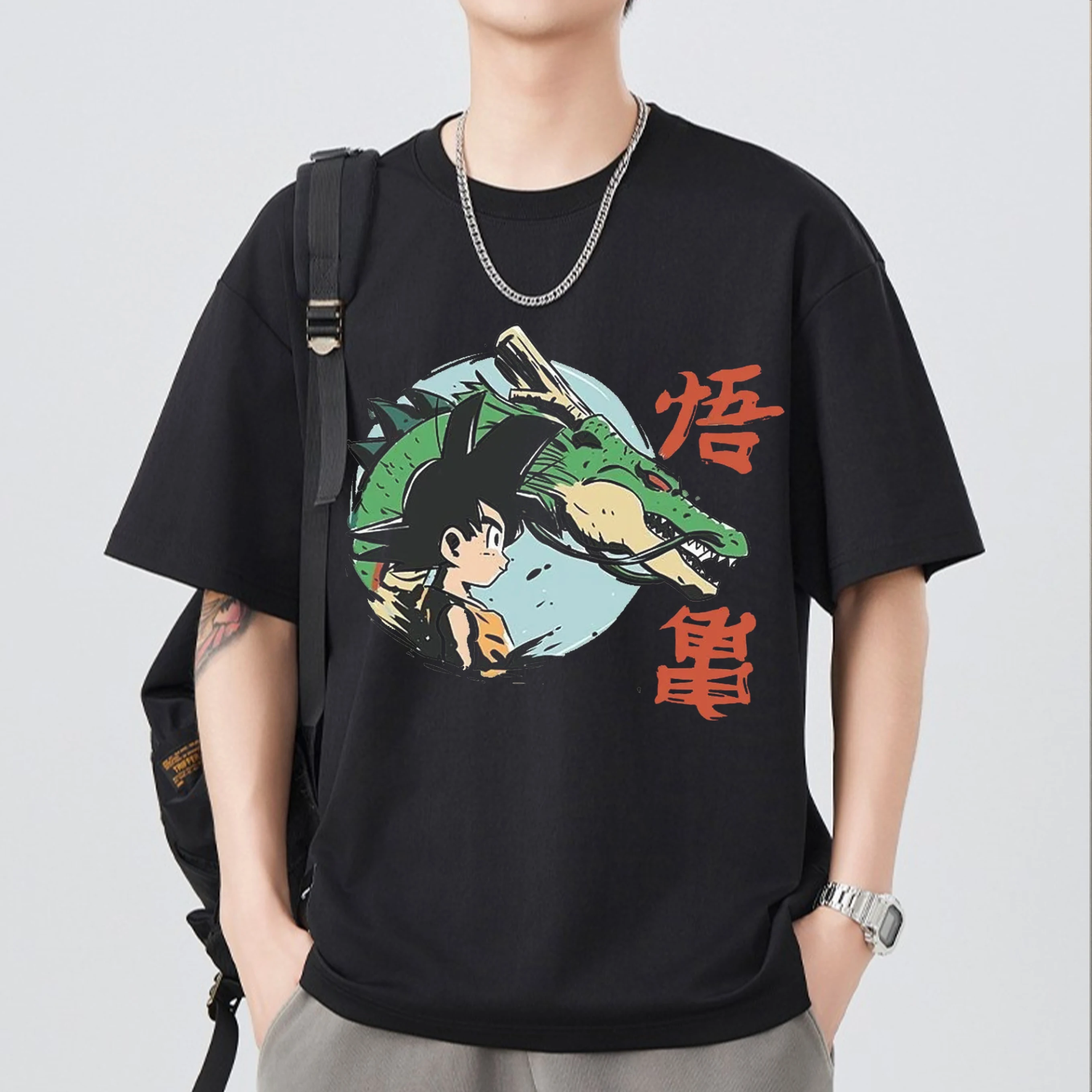 Tee Ball Set - ドラゴンボール Z プリント半袖コットン Tシャツ孫悟空ベジータ男性女性服原宿 Y2k Tシャツヴィンテージカジュアル