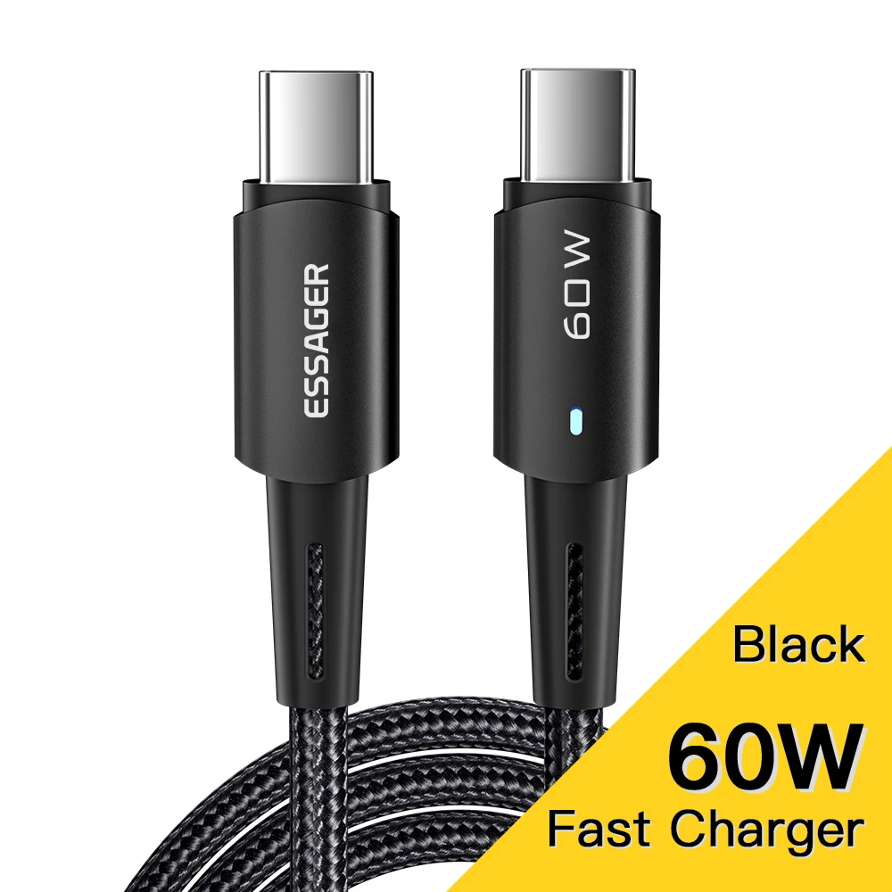 Essager 240W Super Fast Charge Typ-C 67W Kabel Schnelllade-USB-Kabel 6A für Xiaomi 12Pro Redmi K50 Note 11Pro Black Shark 5Pro