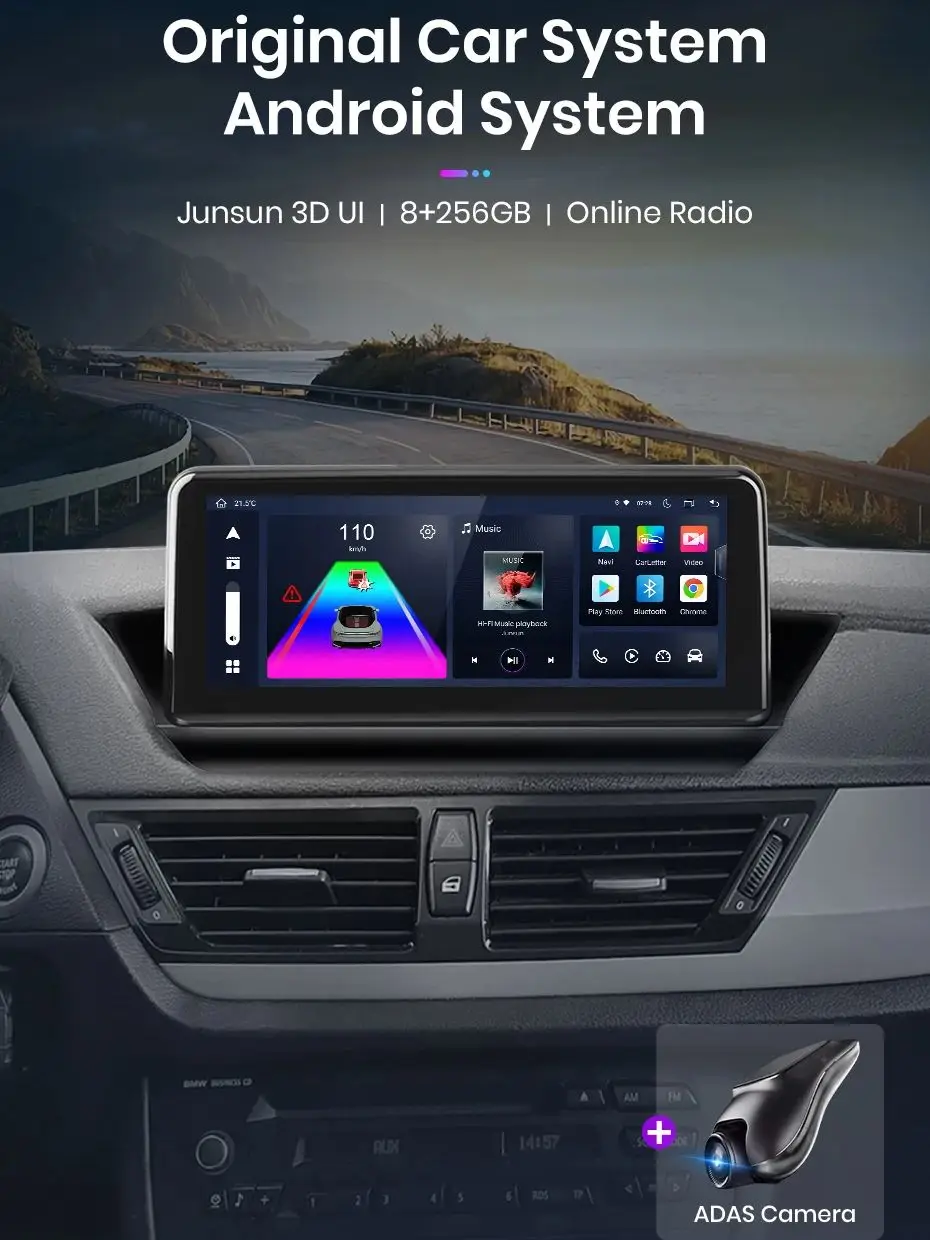 Junsun 8-Kern 4G WLAN Kabelloses CarPlay und Android Auto Autoradio für BMW X1 E84 2009-2015 Intelligentes System Stereo 8-Kern 4G WLAN GPS-Navigation Android Auto Autoradio für BMW X1 E84 2009-2015