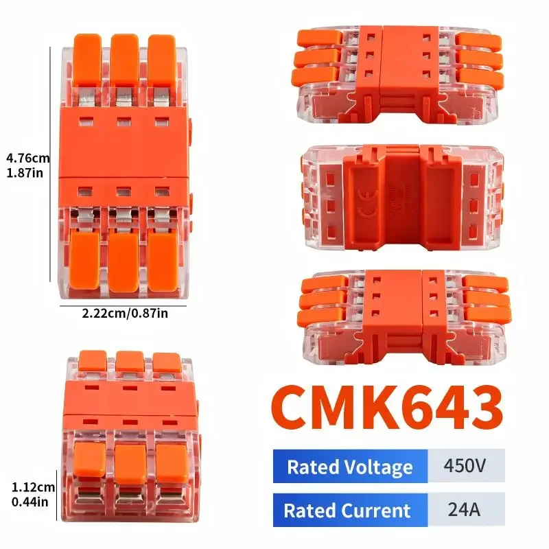 JINH 100Pcs CMK643 Lever Pluggable Wire Joint Quick Splice Connector Compact for Electronics Repair