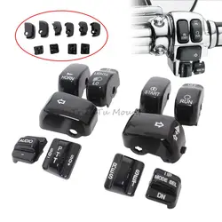 Motorcycle Black Hand Control Switch Caps Button Covers Kit For Harley Touring Street Road Glide Electra Glide FLHTCU 1996-2013